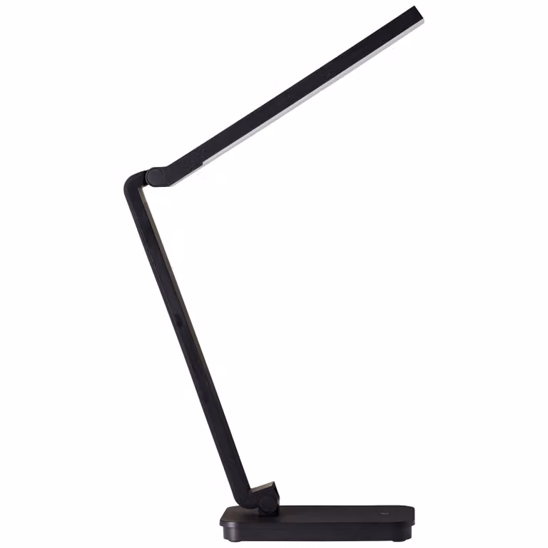 Lámpara de mesa LED Brilliant Tori negra con regulador táctil, ajustable en altura y con luz blanca fría de 5000K