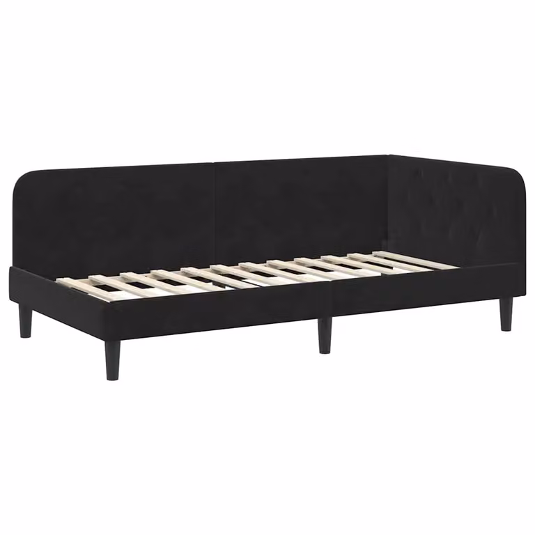 Estructura de cama tapizada vidaXL en terciopelo negro de estilo minimalista An: 90 cm, Al: 190 cm
