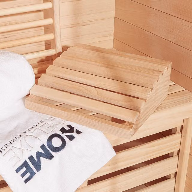 Almohada de soporte cervical para sauna Home Deluxe en madera color beige An/P/Al: 30,0 x 29,0 x 13,0 cm
