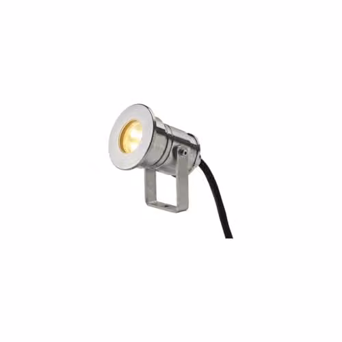 Luminaria de estaca SLV DASAR Proyector LED para jardín y terraza en acero inoxidable color plata con protección IP68, luz blanca cálida 3000K y 360 lm