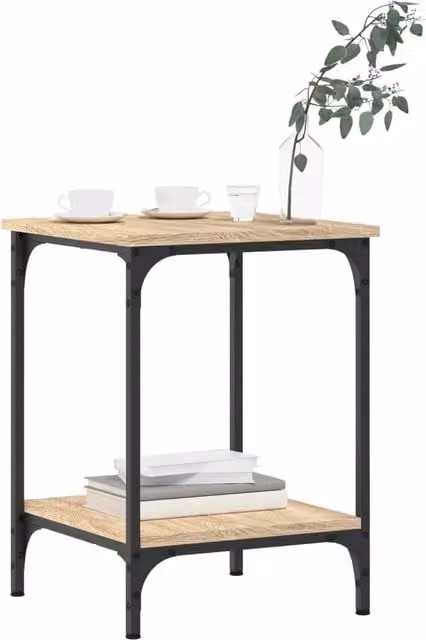 Mesa de centro cuadrada SYFAX en madera de ingeniería y metal color roble sonoma An/P/Al: 40 x 40 x 55 cm