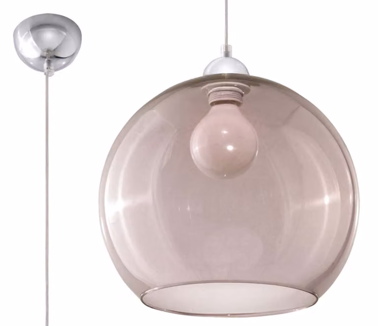 Lámpara colgante moderna BALL de Sollux en color gris y plata con acabado de metal y vidrio, Altura: 120 cm