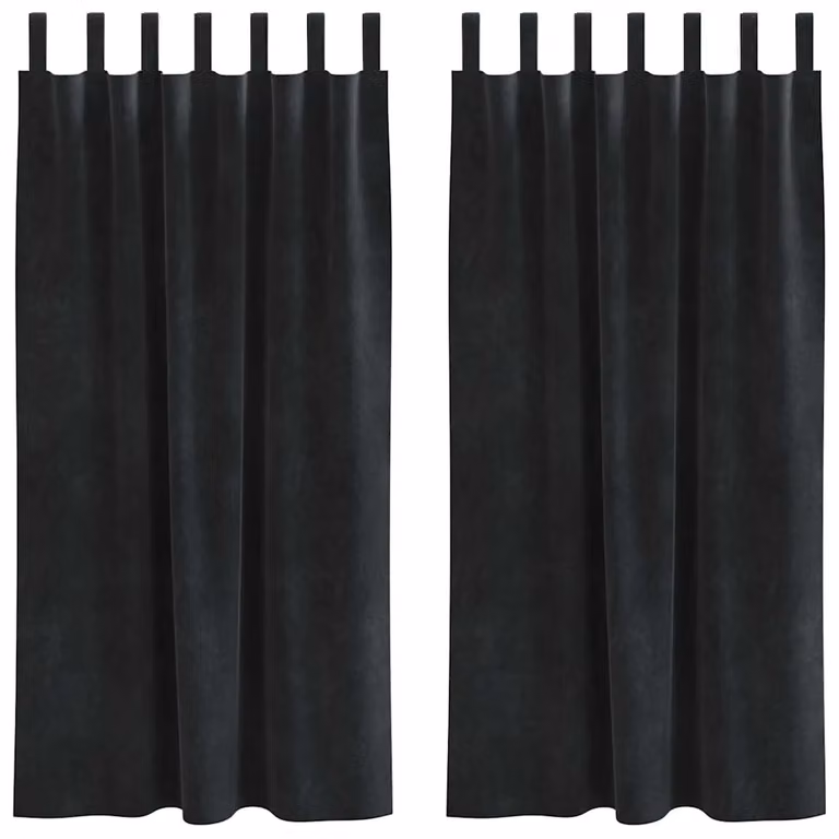Set de 2 cortinas blackout de terciopelo vidaXL en color negro, An/Al: 140 x 175 cm