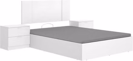 Pack de dormitorio Flow de Dekit con canapé abatible, cabecero y 2 mesitas en color blanco An/P/Al: 240,8 x 96 x 190 cm
