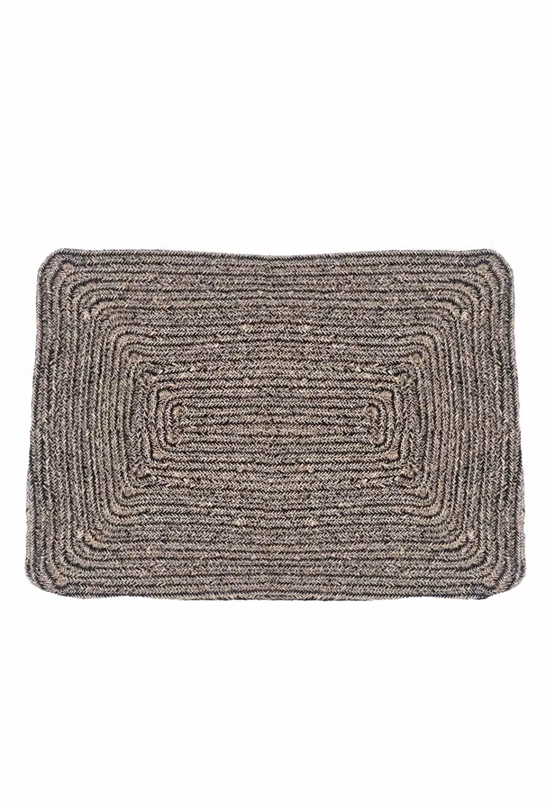 Alfombra rectangular de yute Calma House en color negro An/Al: 35 x 50 cm