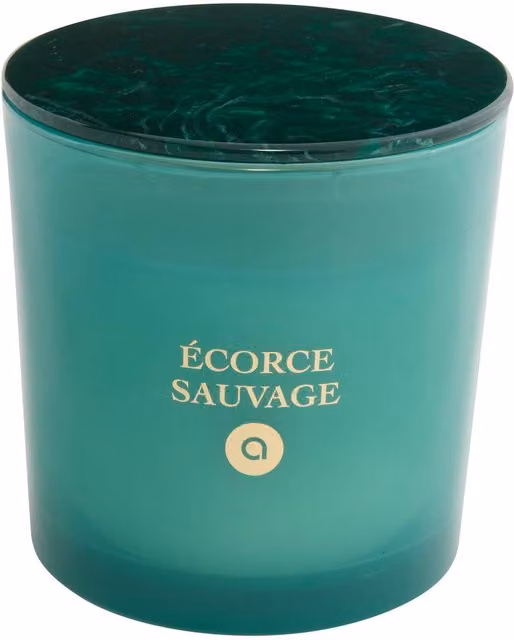 Vela Perfumada Liana Corteza Silvestre de Atmosphera en color verde de 320 g con aroma amaderado