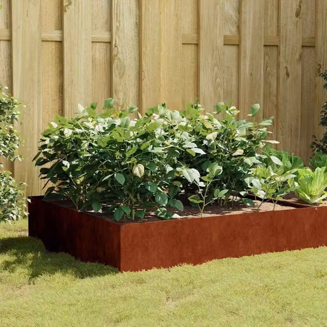 Jardinera de acero corten marrón Maison Exclusive An/P/Al: 100 x 100 x 41 cm