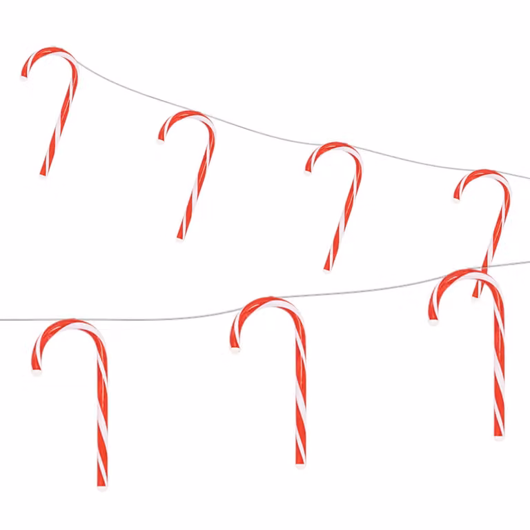 Cadena de luces navideñas ECD Germany con 28 LEDs y 7 bastones de caramelo decorativos, color multicolor, longitud: 330 cm