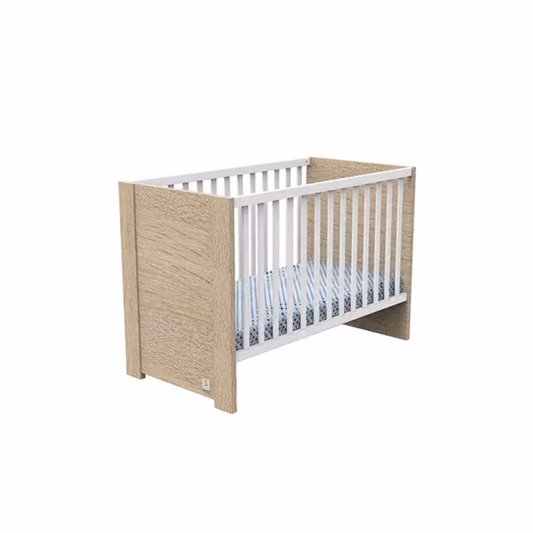 Cuna para bebés Sauthon con barrotes en madera de haya y acabado lacado, disponible en blanco o beige, An/P/Al: 120 x 60 x 66 cm