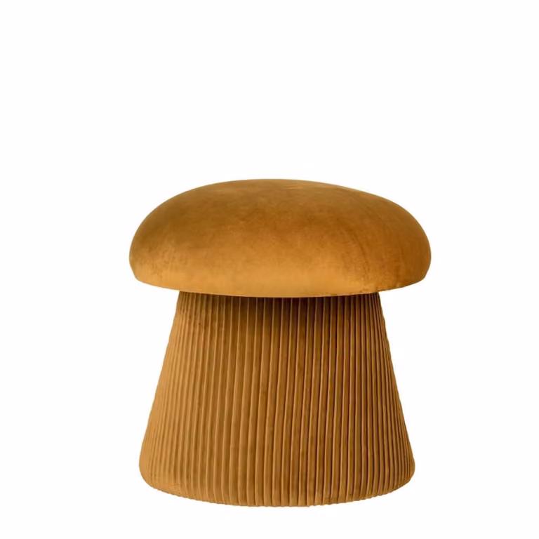 Puff cilíndrico de terciopelo House Nordic en color ocre dorado
