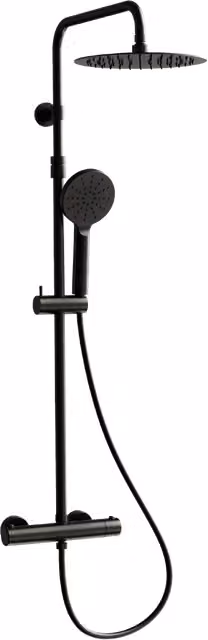 Columna de ducha termostática Luisa de Essebagno con efecto lluvia en negro mate