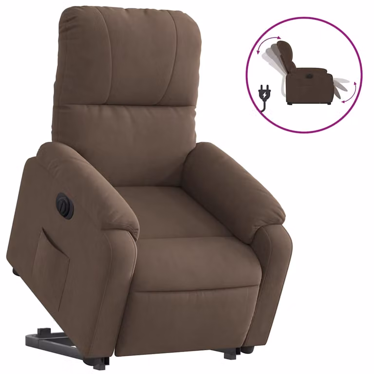 Sillón eléctrico reclinable y elevable vidaXL en microfibra marrón para mayores