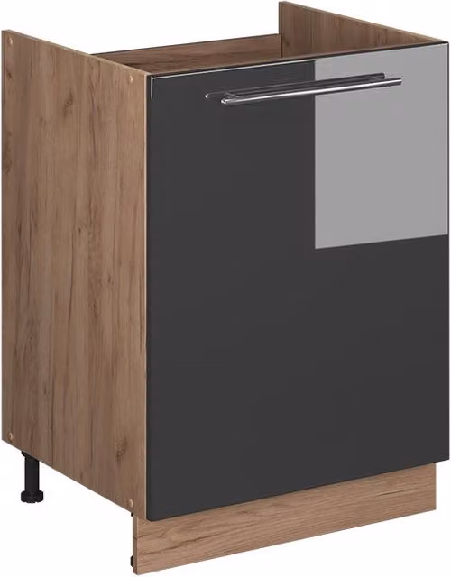 Mueble bajo para fregadero Vicco Fame-Line en antracita alto brillo y roble dorado de 60 cm