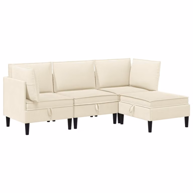 Juego de muebles de salón vidaXL de 4 piezas en forma de L con otomana, tapizado en tela color beige y marrón, diseño moderno para adultos