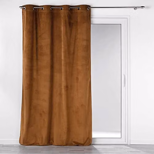 Cortina con ojales Douceur d'Intérieur en terciopelo beige, An/Al: 140 x 260 cm