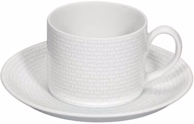 Taza de té con plato Cesta de Vista Alegre en porcelana blanca