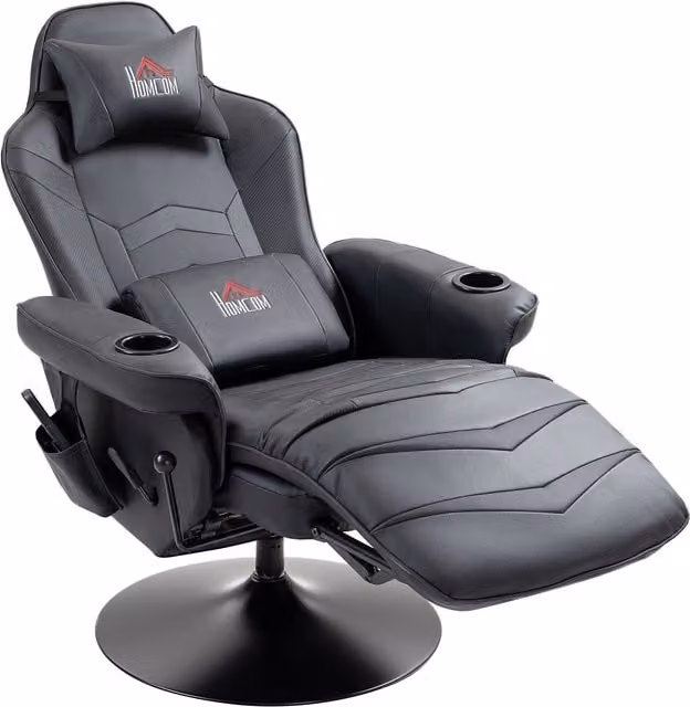 Silla Gaming NORTHIX con masaje y reposapiés en cuero sintético negro
