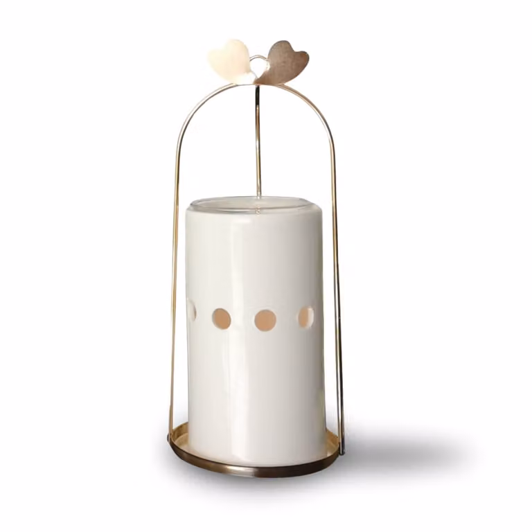 Quemador de perfume Zen'Arôme Serie Inspiration en metal y cerámica color blanco, Altura: 21 cm