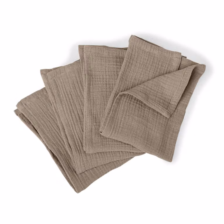 Pack de 4 servilletas de algodón Febronie en color beige, An/An: 40 x 40 cm