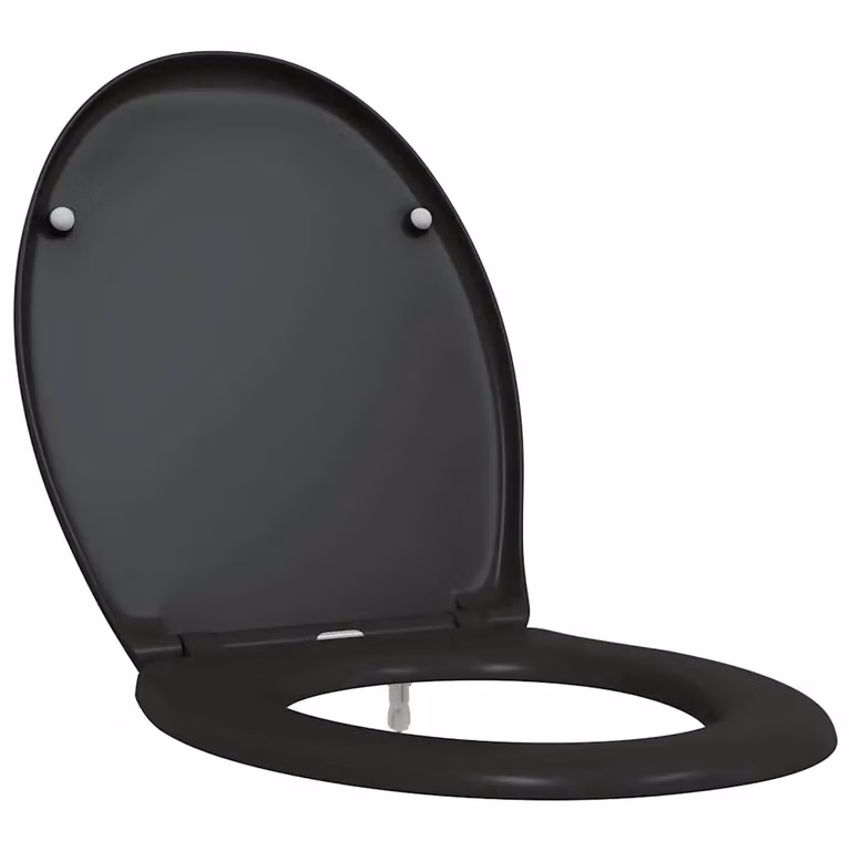 Asiento de WC ovalado vidaXL en color negro mate de plástico, An/P/Al: 47 x 37 x 4 cm