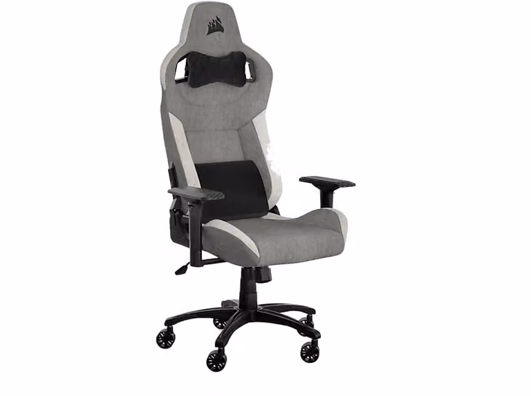 Silla gaming Corsair T3 RUSH de tejido en gris carbón y blanco con reposabrazos 4D y soporte para hasta 120 kg