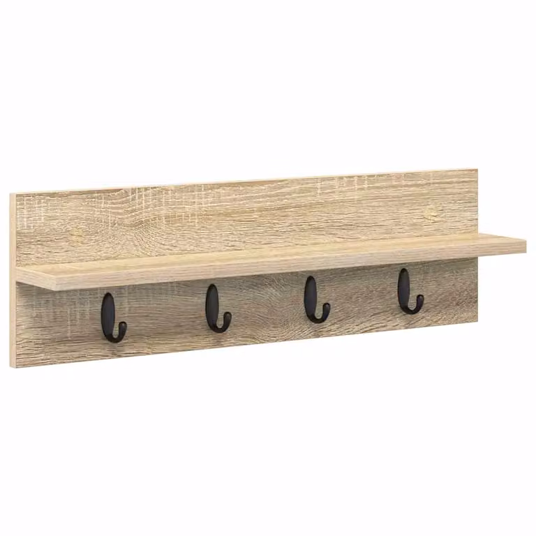 Perchero de pared moderno vidaXL en madera color roble sonoma con ganchos distribuidos para pasillo