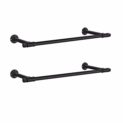 Juego de 2 percheros de pared Songmics de estilo industrial en metal negro mate, An/P/Al: 85 x 30 x 7 cm