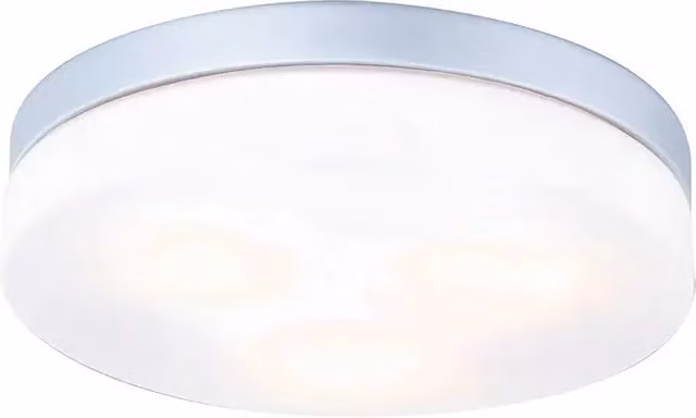 Plafón de exterior y techo Vranos 30 de Globo Lighting en color plata y cristal blanco, IP44, An/P/Al: 30 x 30 x 7 cm