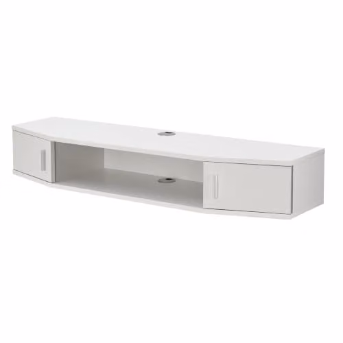 Estantería de pared Helloshop26 para salón o dormitorio, diseño moderno en color blanco mate, An/P/Al: 110 x 30 x 18 cm