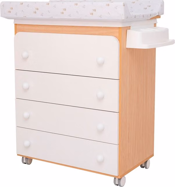 Cómoda con bañera y cambiador Micuna Urban de 4 cajones para bebé en blanco, gris y multicolor