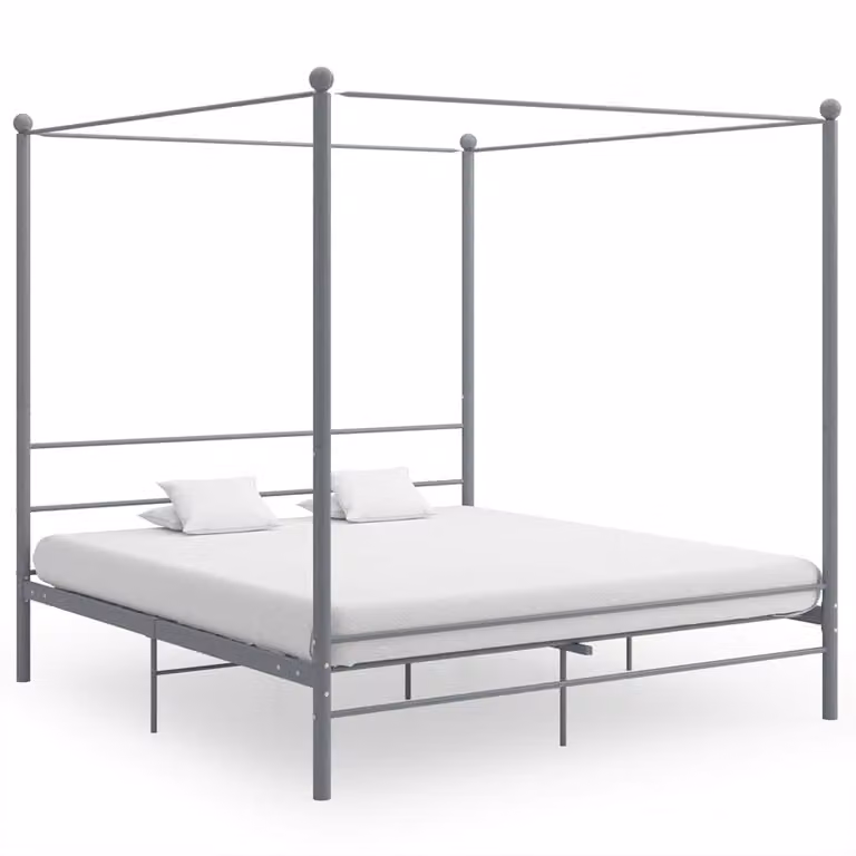 Estructura de cama con dosel vidaXL de metal gris de 200 x 200 cm