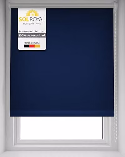 Estor Enrollable Sol Royal Thermorrollo SolReflect T42 con Recubrimiento Térmico y Oscurecimiento, Azul, An/P/Al: 70 x 160 x 3,1 cm