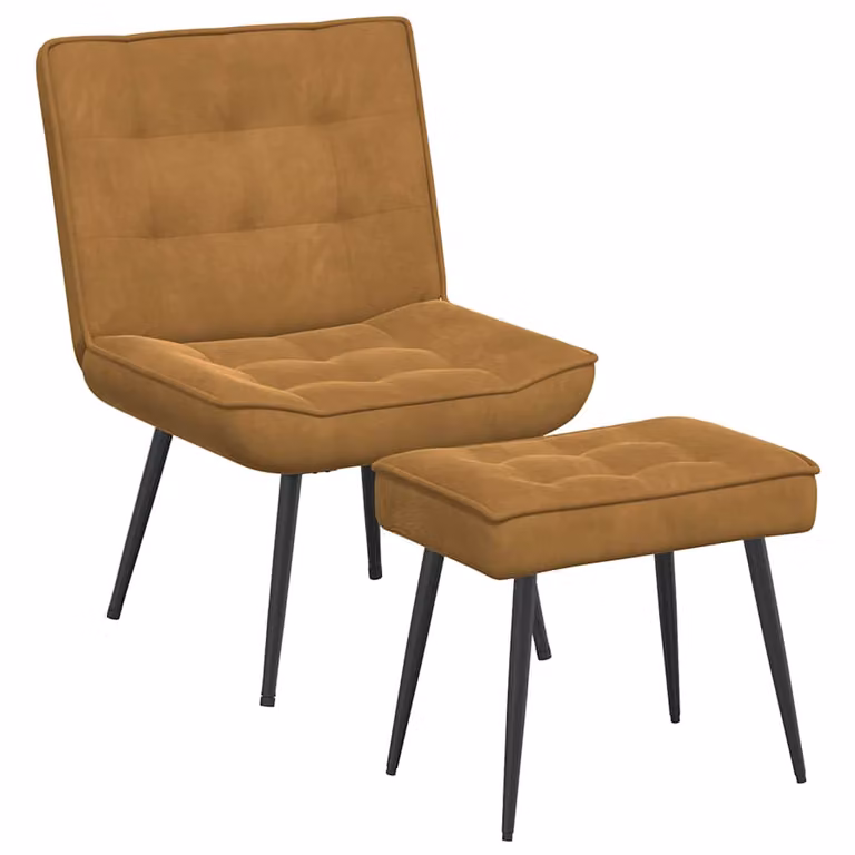 Sillón de relax con reposapiés vidaXL en terciopelo marrón y estructura mixta