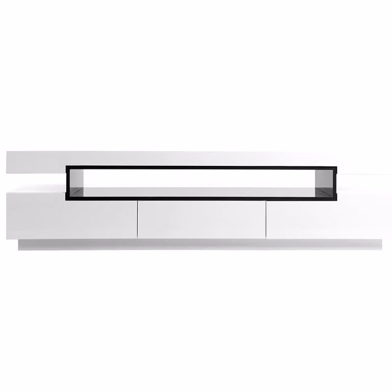 Mueble de TV moderno LIVO en blanco y antracita con acabado lacado An/P/Al: 200 x 50 x 52,5 cm
