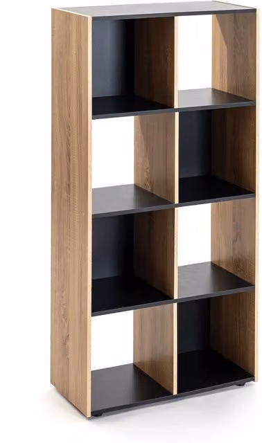 Estantería cubo de madera MDF moderna de casaselección en color negro y marrón, An/P/Al: 120 x 60 x 29 cm
