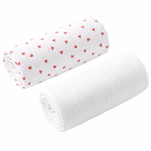 Pack de 2 sábanas bajeras Sevira Kids Lovio de gasa de algodón para bebés, transpirables y aptas para alérgicos, An/P/Al: 70 x 30 cm