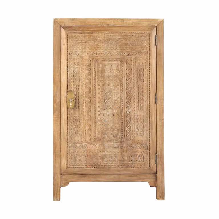 Armario de mango macizo con puertas batientes de estilo étnico Maison du Monde en color marrón, Ancho: 74 cm