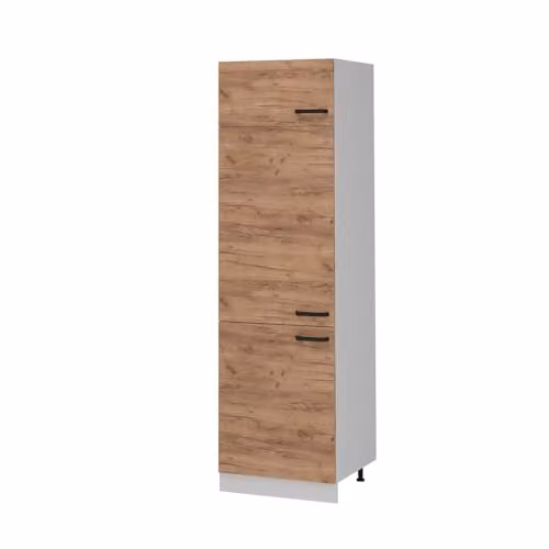 Armario para frigorífico empotrado Vicco R-Line en roble con puertas batientes, An: 60 cm, Al: 206,8 cm, P: 57,2 cm