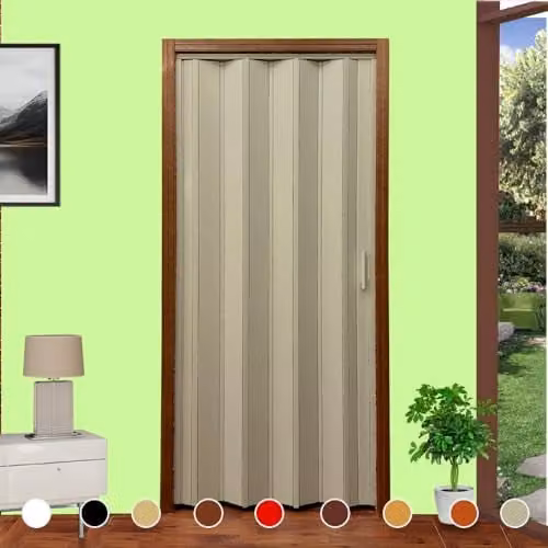 Kit de bricolaje para puerta plegable Lorella MOSCHITELLA en color gris, ajustable de 82 cm a 205 cm de ancho y 220 cm de altura para cortar y montar a medida