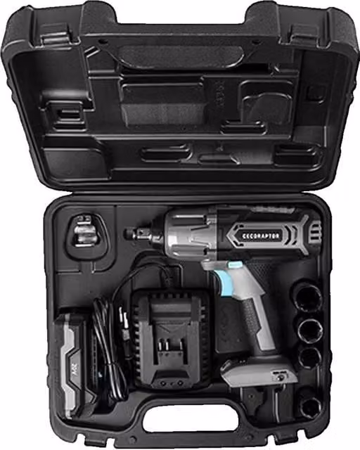 Llave de impacto Cecotec Cecoraptor Perfect Impact 2020 Ultra con batería recargable en color negro, azul y gris