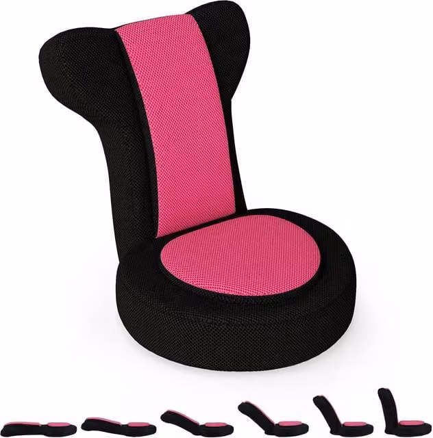 Silla de suelo ajustable NORTHIX con reposacabezas y reposabredos en color rosa