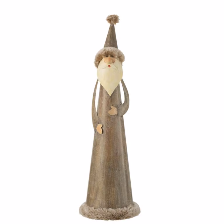 Figura de Papá Noel de metal J-line en color gris para mesa, An/P/Al: 14 x 14 x 48 cm