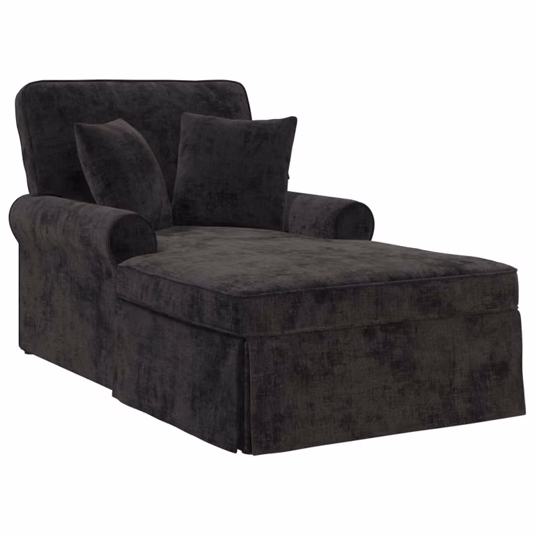 Chaise Lounge ARES de vidaXL con falda y cojín, color negro, tapizada y con fundas extraíbles, An/P/Al: 157 x 91 x 91 cm