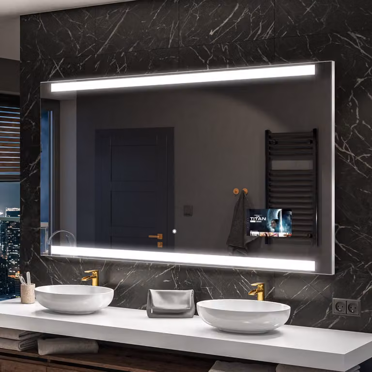 Espejo de baño Artforma SMART con iluminación LED blanco frío y sensor táctil, An/P/Al: 140 x 60 cm