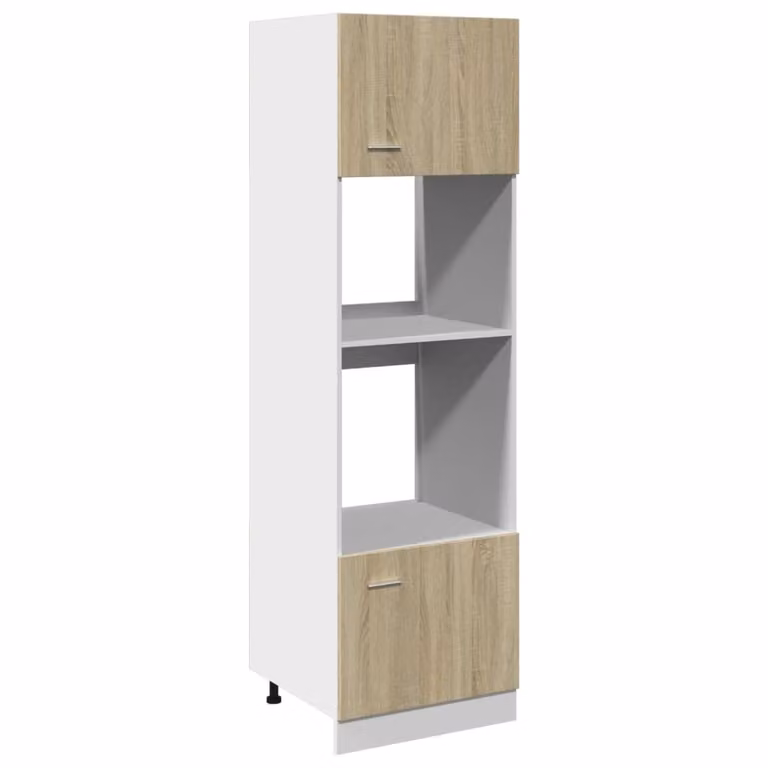 Mueble para microondas vidaXL Lyon color marrón con puertas batientes An/P/Al: 60 x 57 x 207 cm