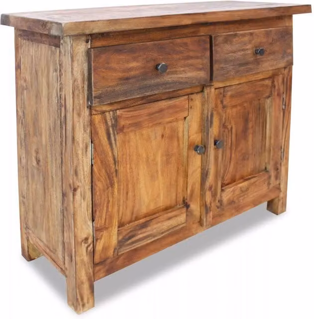 Aparador consola de madera maciza reciclada estilo rústico en color marrón con acabado mate