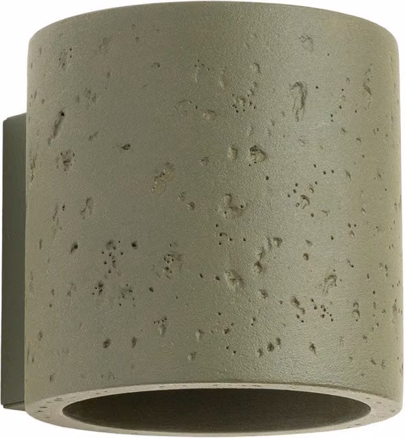 Aplique de pared industrial Orbis de Sollux Lighting en hormigón verde oliva con diseño cilíndrico de luz arriba y abajo para G9