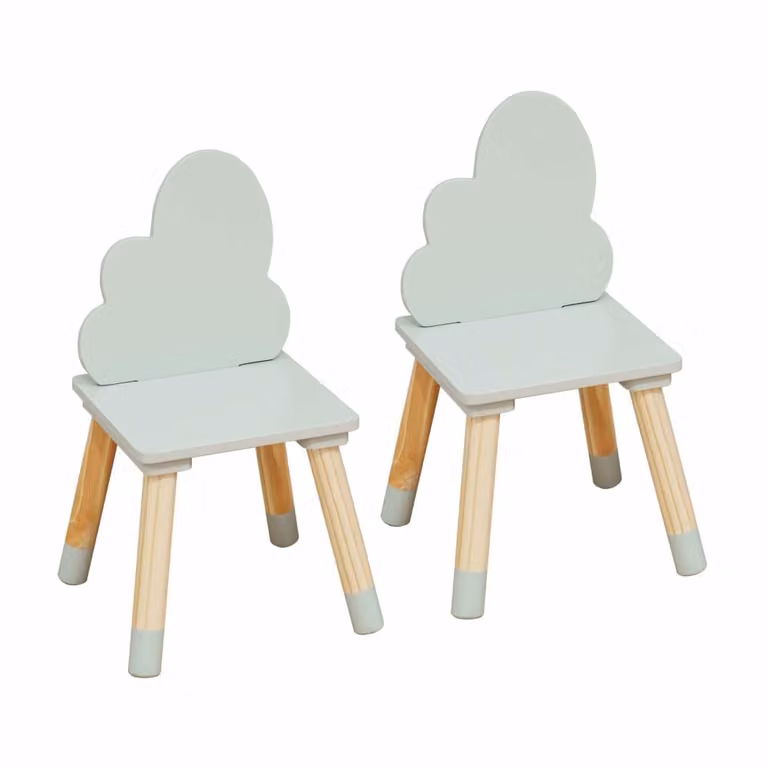 Juego de 2 sillas para niños Mobili Rebecca en madera de pino y MDF color verde y marrón
