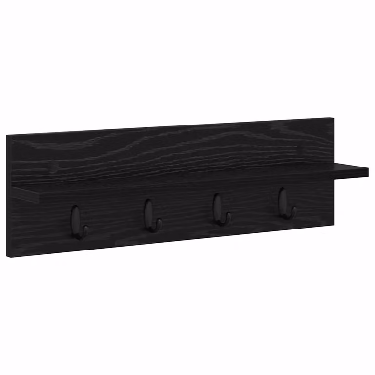 Perchero de pared moderno vidaXL en madera de roble negro mate