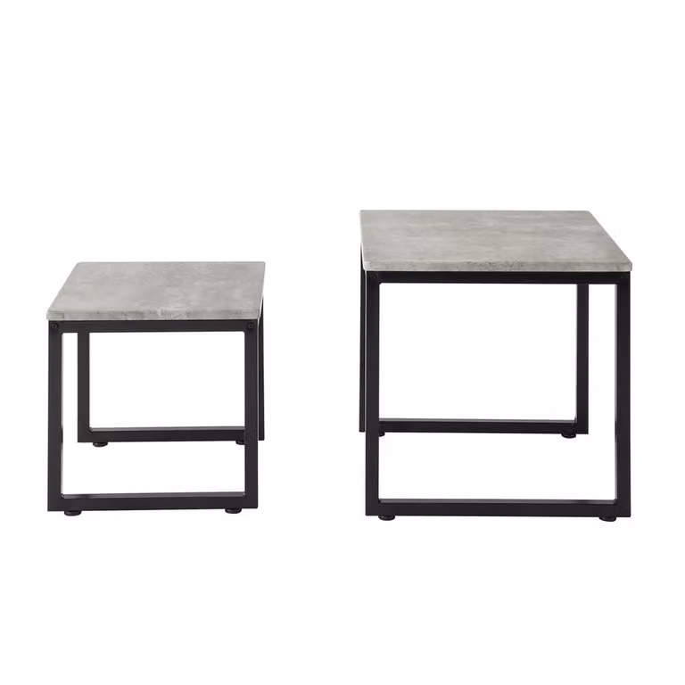 Set de 2 mesas nido Sobuy para salón en color gris y negro con acabado mate